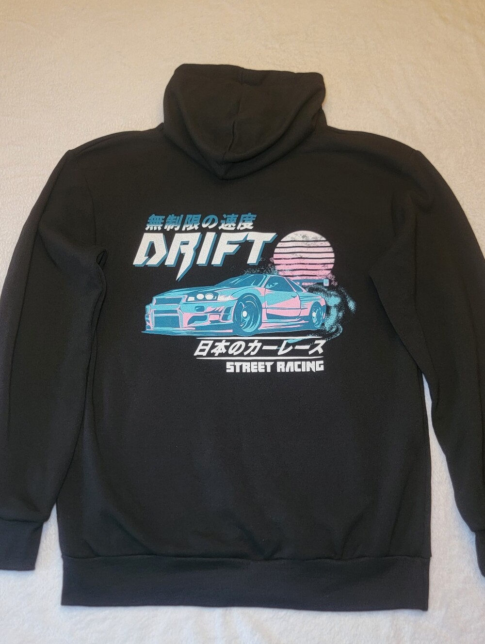 Miken JDM Style Black Drift Street Racing Graphic Hoodie Mens Medium Like New